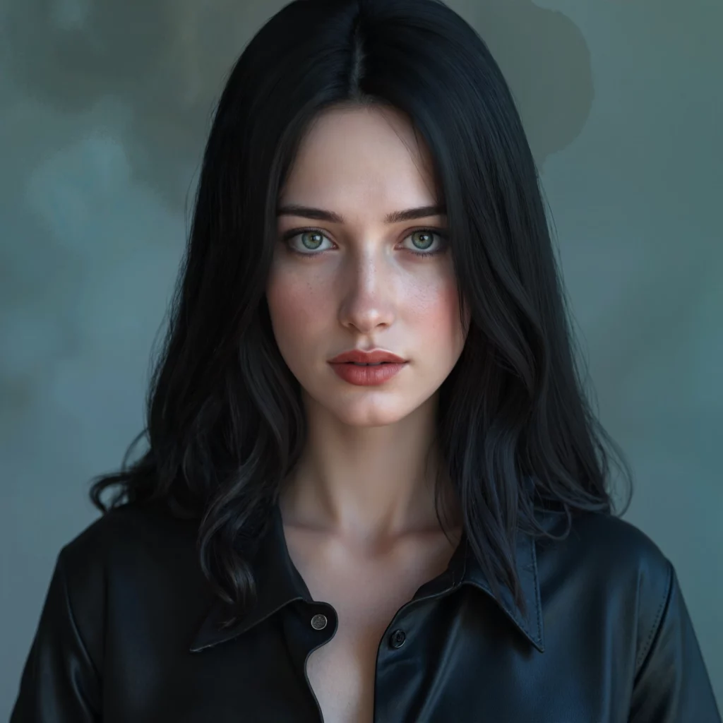 beauty-closeup-green-eyes-perfect-face euroasian girl green eyes dark long hair beauty face perfec make up green background