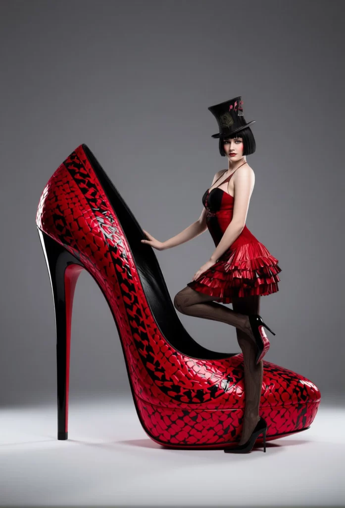 digital-fashion-model-louboutin-moulin-rouge-circus-glamour andy dress magic hat candy dress dress short black hair barby feeling