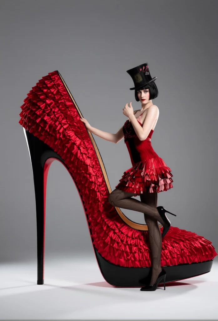 digital-fashion-model-louboutin-moulin-rouge-circus-glamour andy dress magic hat candy dress dress short black hair barby feeling