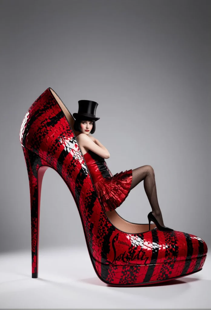 digital-fashion-model-louboutin-moulin-rouge-circus-glamour andy dress magic hat candy dress dress short black hair barby feeling