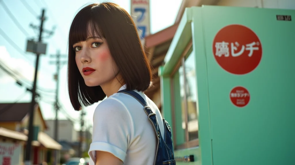 tokyo-style-cute-model-short-hair-perfect-face beauty make up japan logo short hair cut close up shot look back